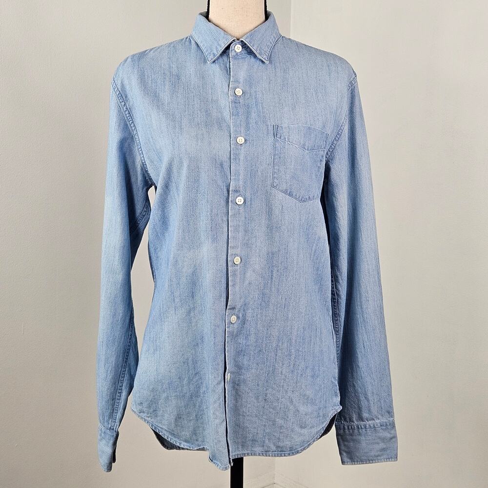 Bonobos Blue Chambray Boyfriend Button-Up Long Sleeve Shirt | Medium